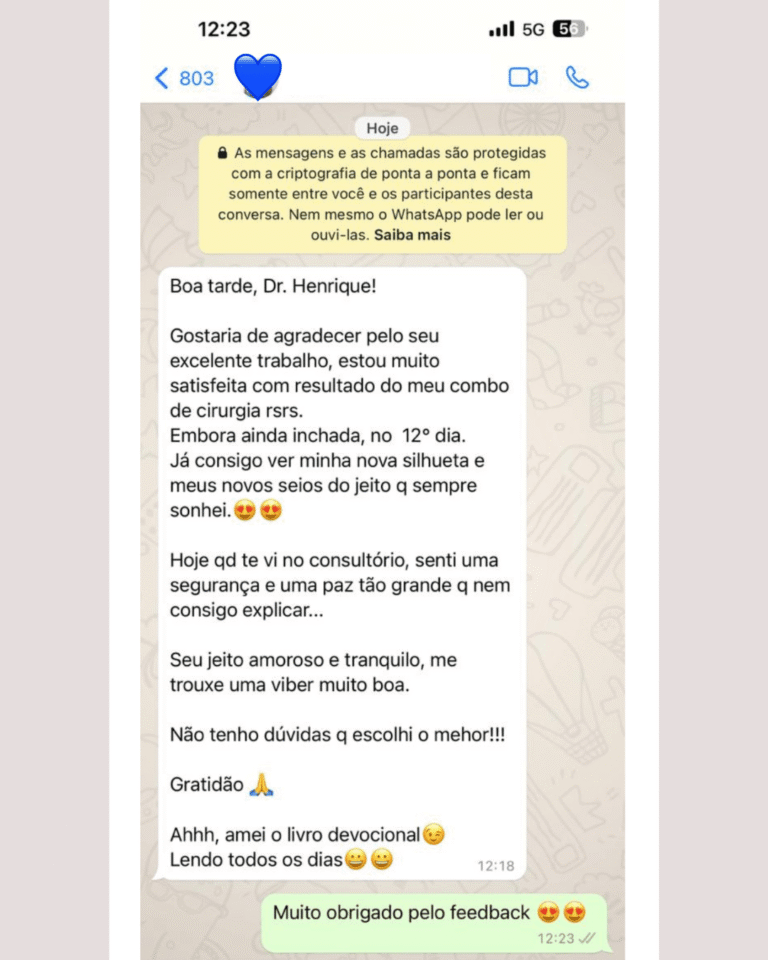 Depoimento de paciente pelo WhatsApp